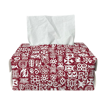 Red African Adinkra Tribe Symbols Rectangle Tissue Box Cover
