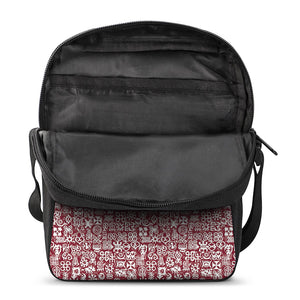 Red African Adinkra Tribe Symbols Rectangular Crossbody Bag