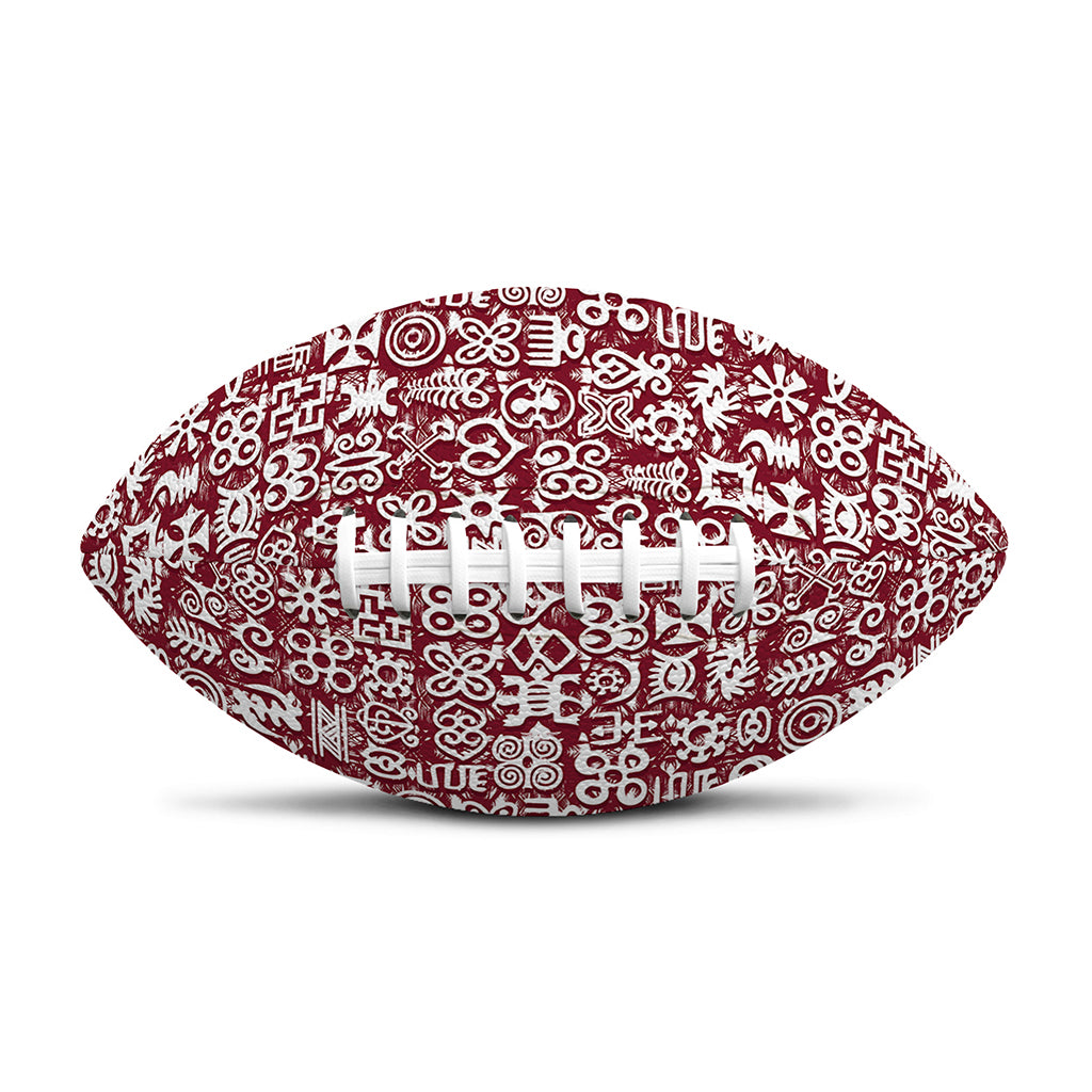 Red African Adinkra Tribe Symbols Rugby Ball