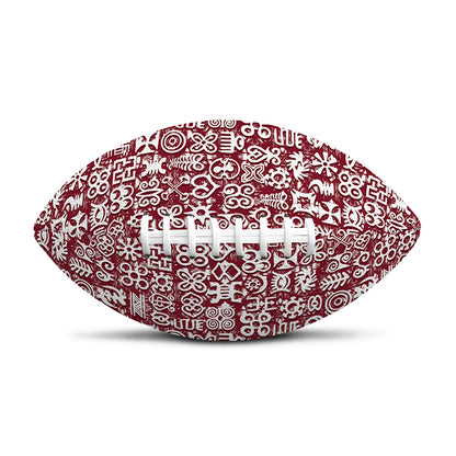 Red African Adinkra Tribe Symbols Rugby Ball