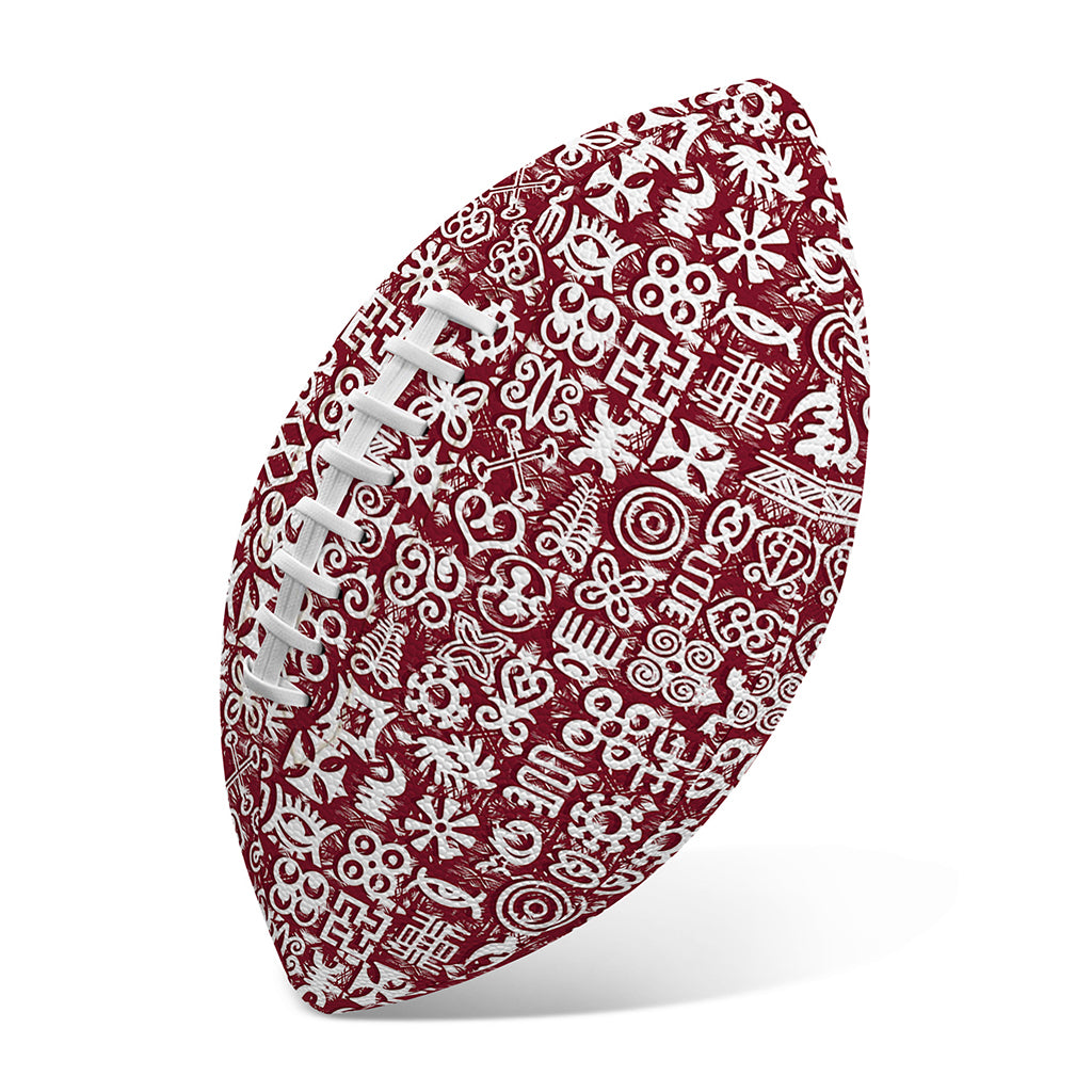 Red African Adinkra Tribe Symbols Rugby Ball