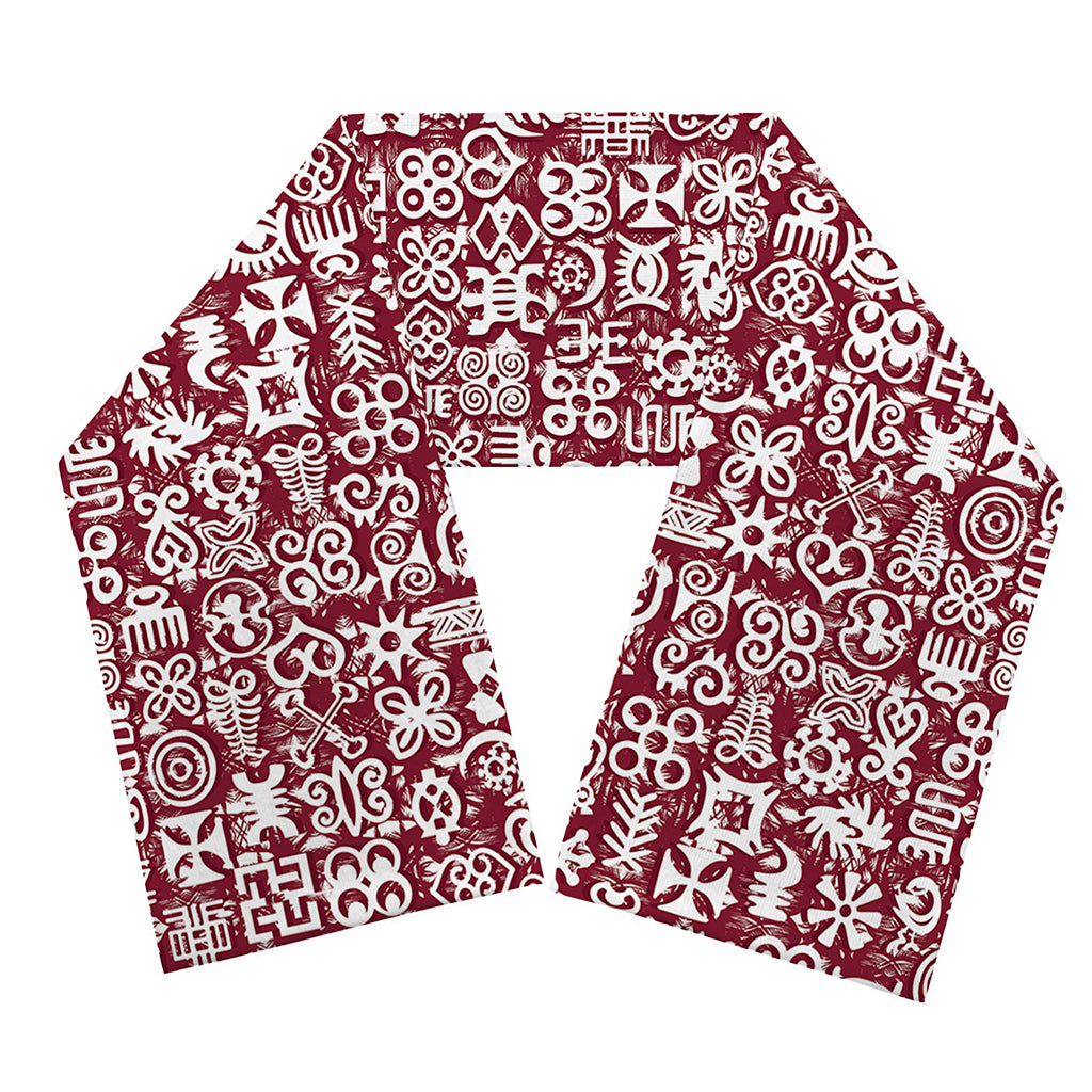 Red African Adinkra Tribe Symbols Scarf