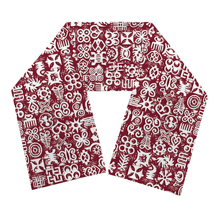 Red African Adinkra Tribe Symbols Scarf