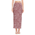 Red African Adinkra Tribe Symbols Side Slit Maxi Skirt