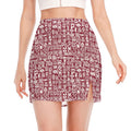 Red African Adinkra Tribe Symbols Side Slit Mini Skirt