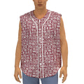 Red African Adinkra Tribe Symbols Sleeveless Baseball Jersey