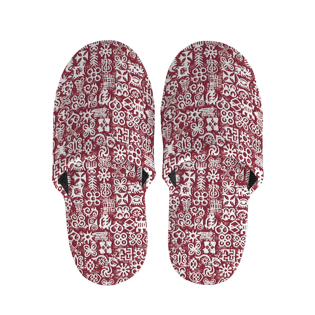 Red African Adinkra Tribe Symbols Slippers