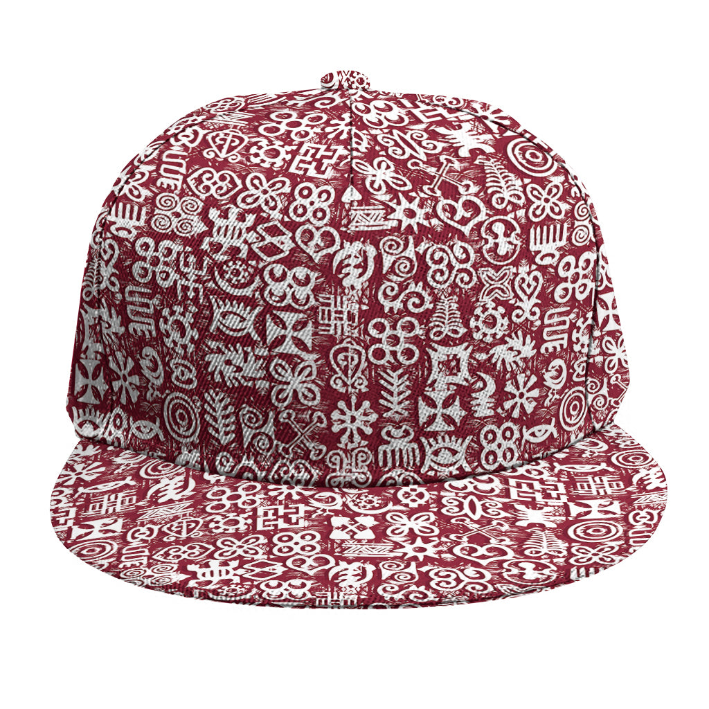 Red African Adinkra Tribe Symbols Snapback Cap