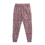 Red African Adinkra Tribe Symbols Sweatpants