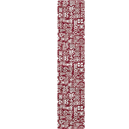 Red African Adinkra Tribe Symbols Table Runner