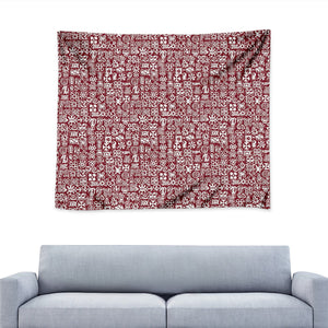 Red African Adinkra Tribe Symbols Tapestry