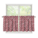Red African Adinkra Tribe Symbols Tier Curtains