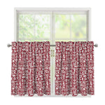 Red African Adinkra Tribe Symbols Tier Curtains