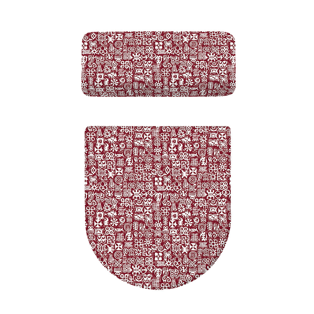 Red African Adinkra Tribe Symbols Toilet Lid And Tank Cover Set