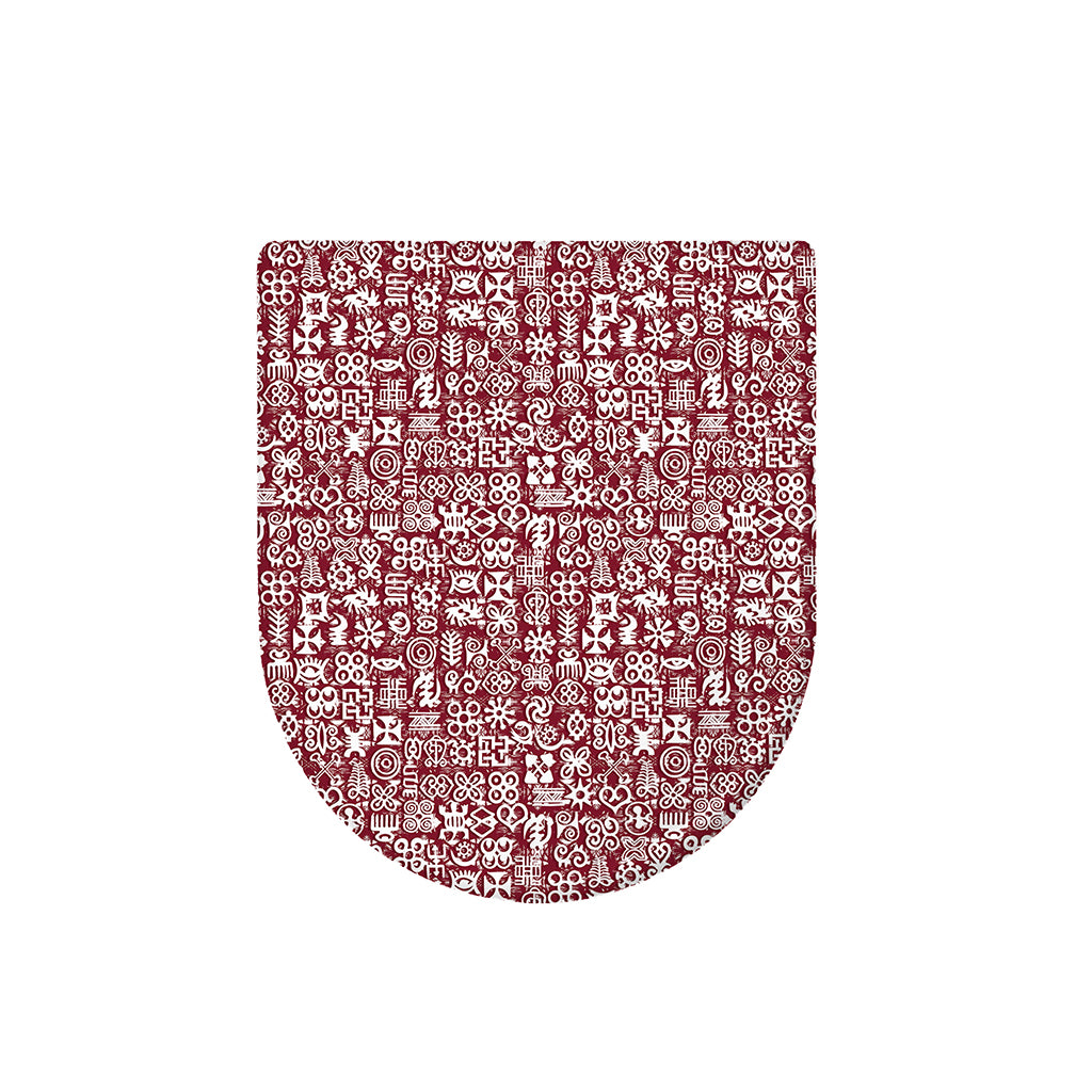 Red African Adinkra Tribe Symbols Toilet Lid Cover