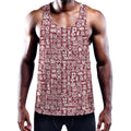Red African Adinkra Tribe Symbols Men's Workout Tank Top