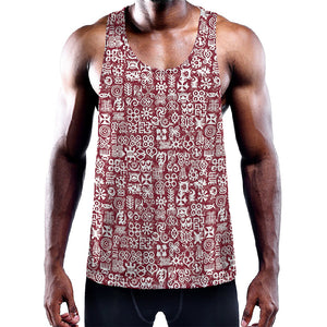 Red African Adinkra Tribe Symbols Training Tank Top