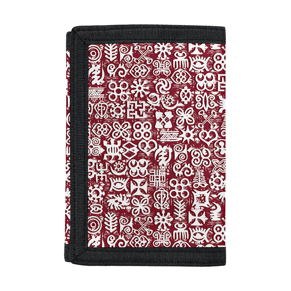 Red African Adinkra Tribe Symbols Trifold Wallet