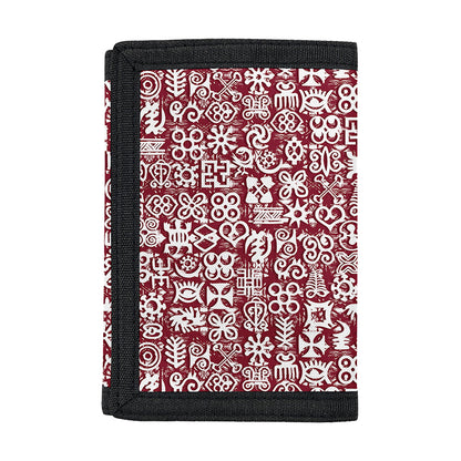 Red African Adinkra Tribe Symbols Trifold Wallet