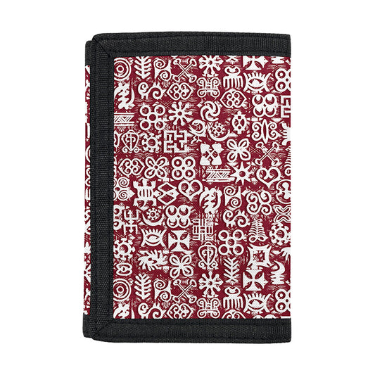 Red African Adinkra Tribe Symbols Trifold Wallet