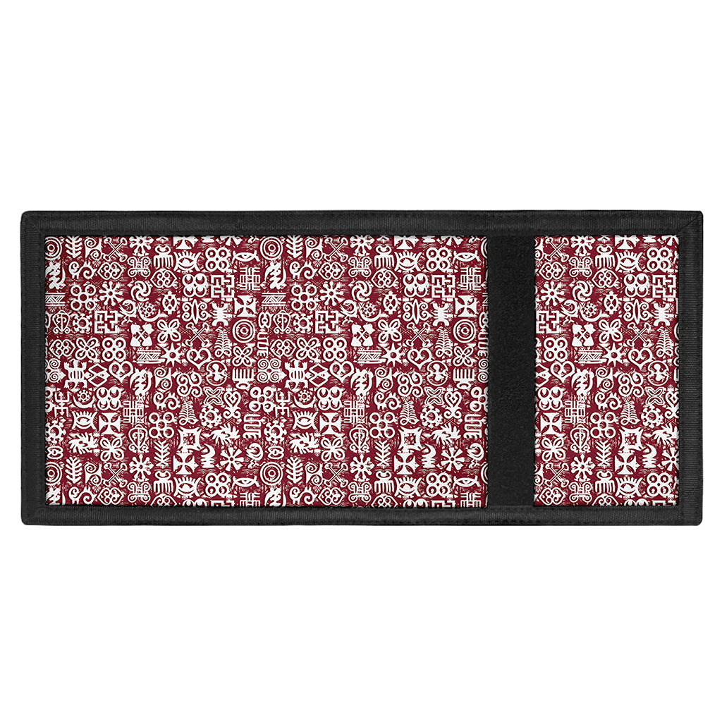 Red African Adinkra Tribe Symbols Trifold Wallet