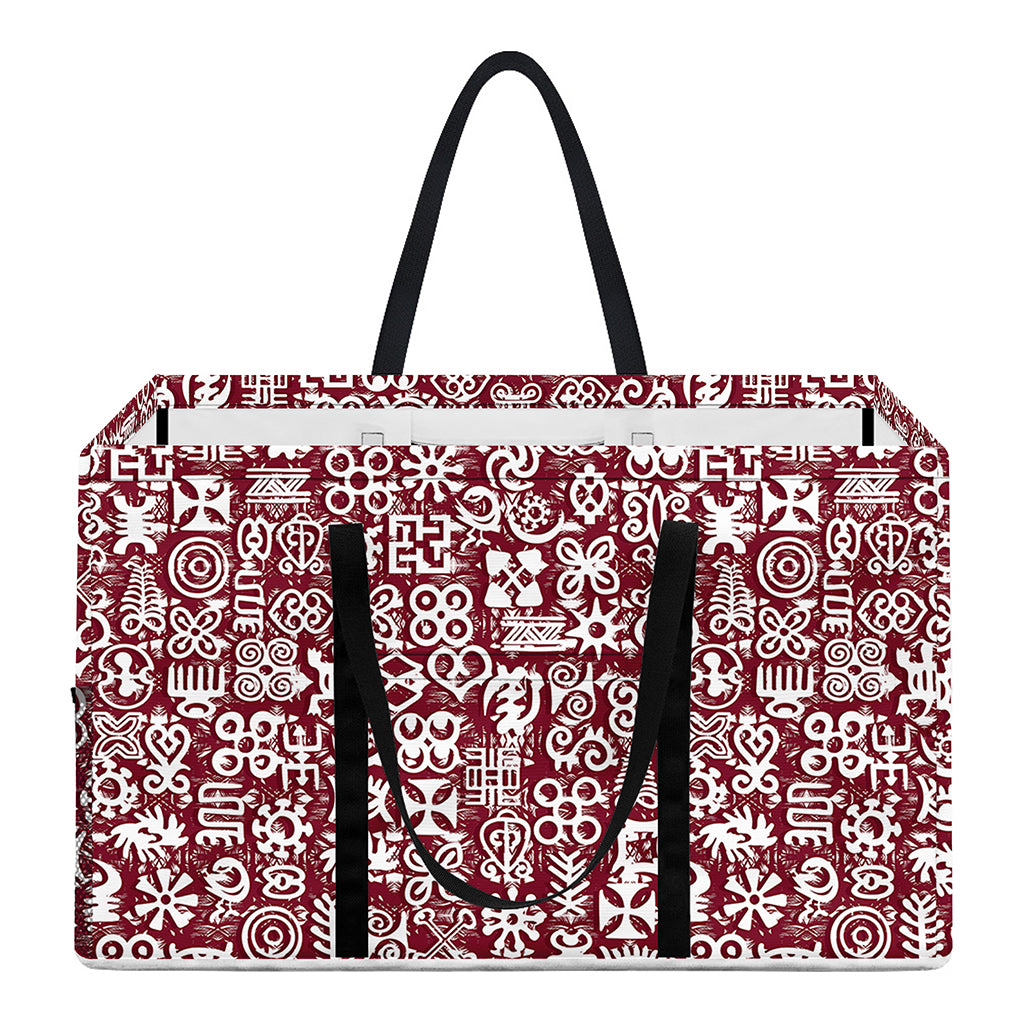 Red African Adinkra Tribe Symbols Utility Tote Bag