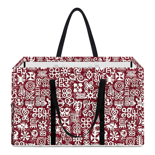 Red African Adinkra Tribe Symbols Utility Tote Bag