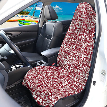 Red African Adinkra Tribe Symbols Waterproof Car Seat Cover