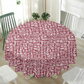 Red African Adinkra Tribe Symbols Waterproof Round Tablecloth