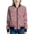 Red African Adinkra Tribe Symbols Women's Bomber Jacket