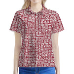 Red African Adinkra Tribe Symbols Women's Polo Shirt