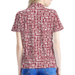 Red African Adinkra Tribe Symbols Women's Polo Shirt