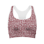 Red African Adinkra Tribe Symbols Women's Sports Bra