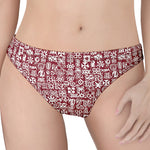 Red African Adinkra Tribe Symbols Women's Thong