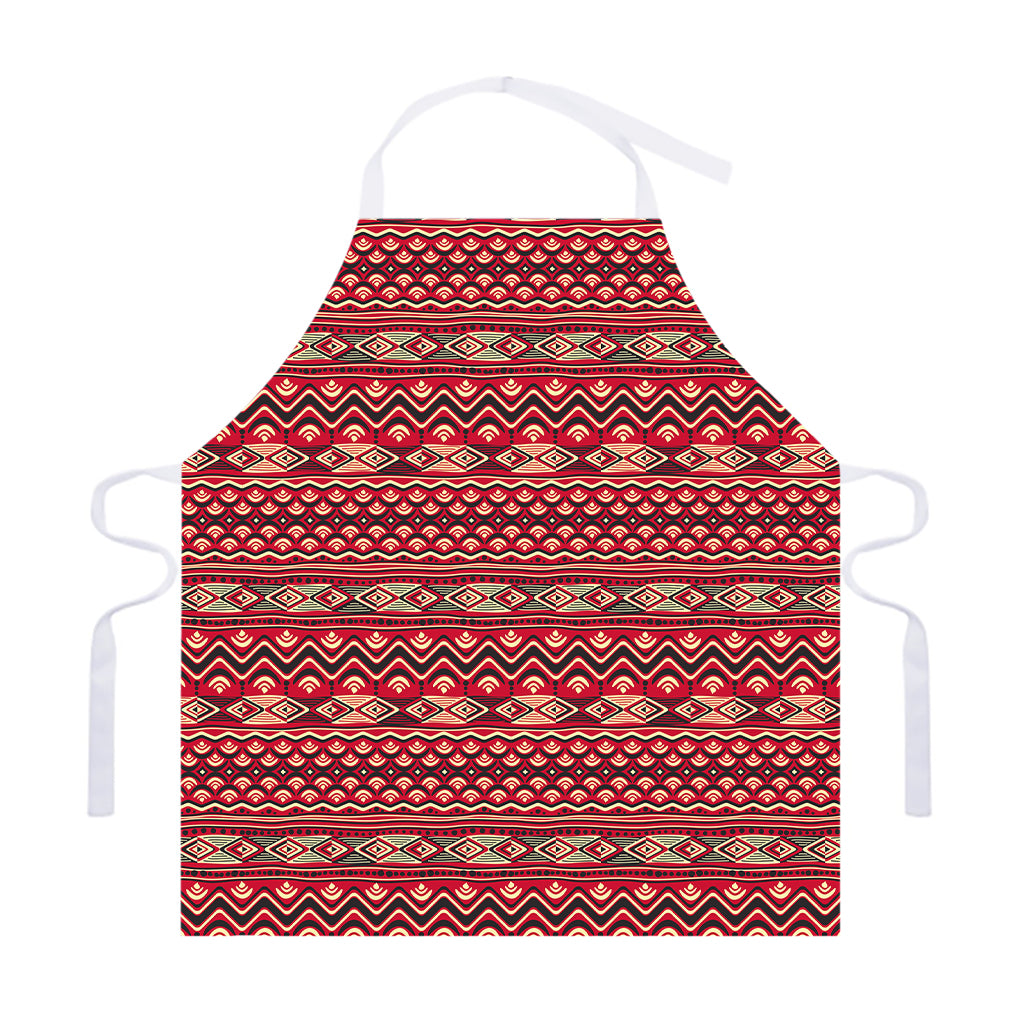 Red African Tribal Pattern Print Adjustable Apron
