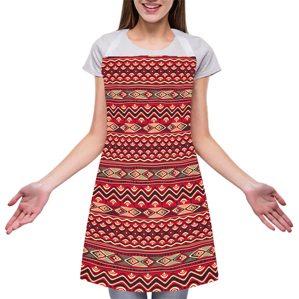 Red African Tribal Pattern Print Adjustable Apron