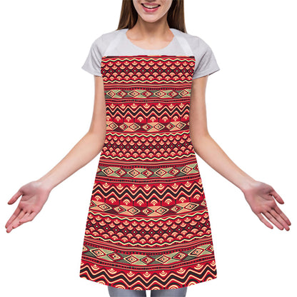 Red African Tribal Pattern Print Adjustable Apron