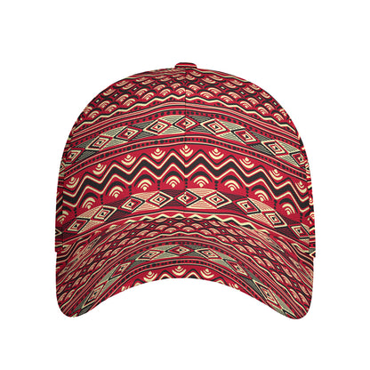 Red African Tribal Pattern Print Baseball Cap