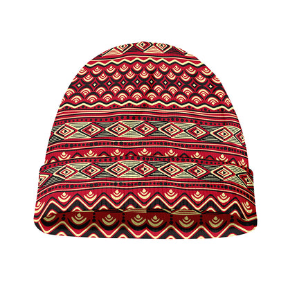 Red African Tribal Pattern Print Beanie