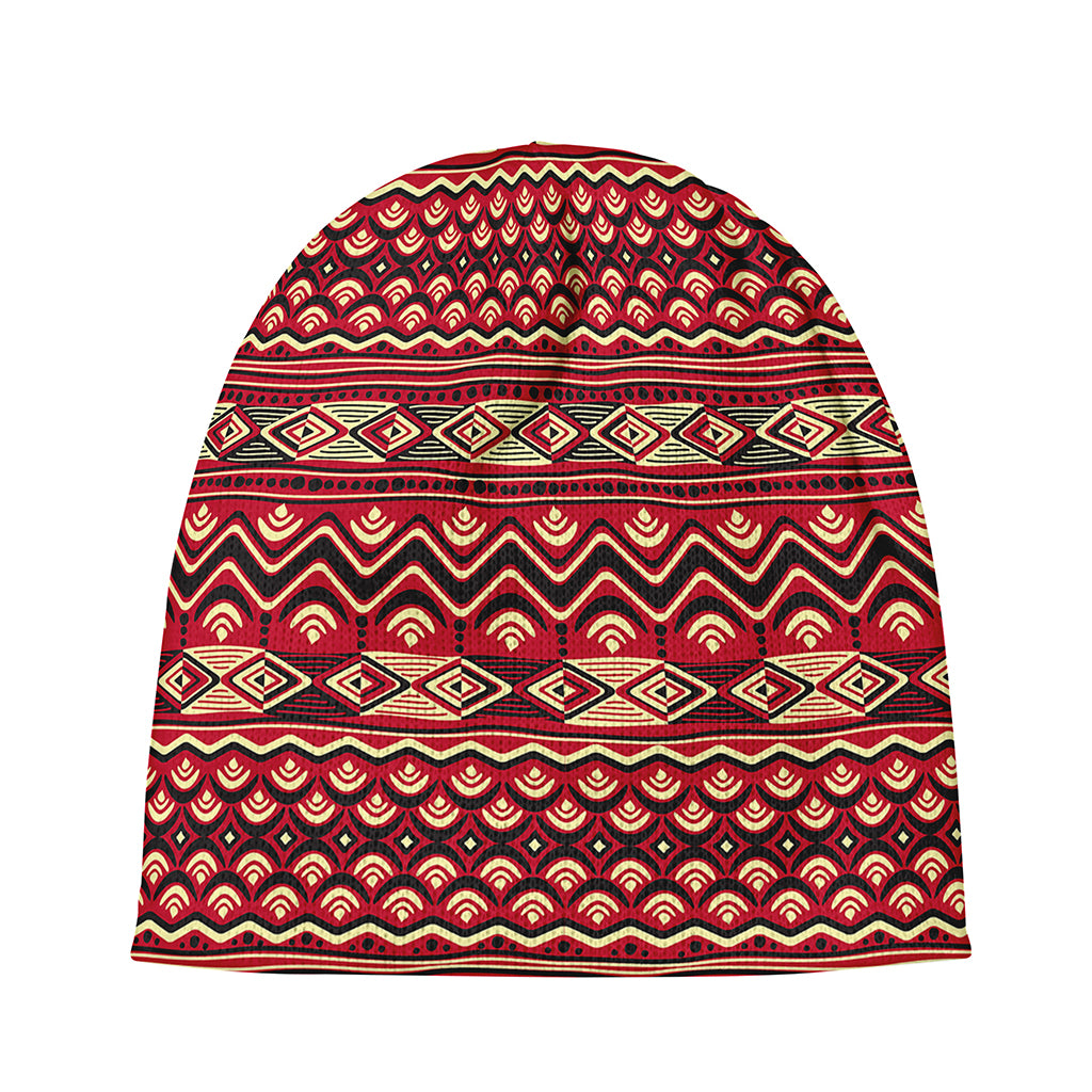 Red African Tribal Pattern Print Beanie