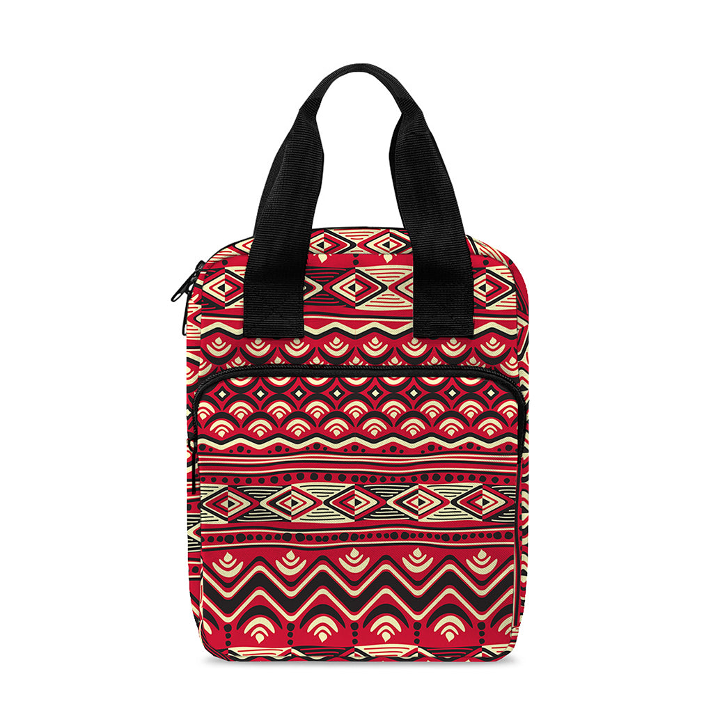 Red African Tribal Pattern Print Bible Tote Bag