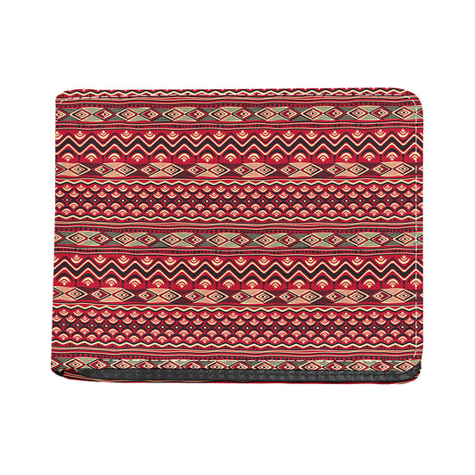 Red African Tribal Pattern Print Bifold Wallet