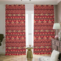 Red African Tribal Pattern Print Dimout Pencil Pleat Curtains