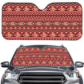 Red African Tribal Pattern Print Car Windshield Sun Shade
