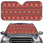 Red African Tribal Pattern Print Car Windshield Sun Shade