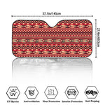 Red African Tribal Pattern Print Car Windshield Sun Shade