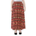 Red African Tribal Pattern Print Chiffon Maxi Skirt