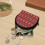 Red African Tribal Pattern Print Coin Purse