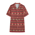 Red African Tribal Pattern Print Cotton Hawaiian Shirt