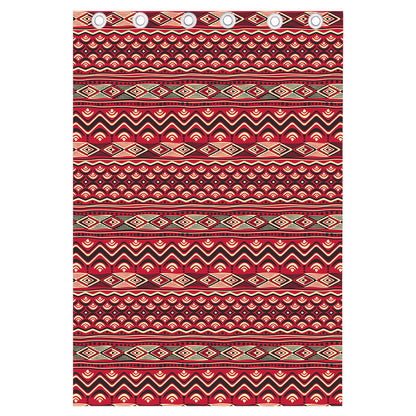 Red African Tribal Pattern Print Curtain
